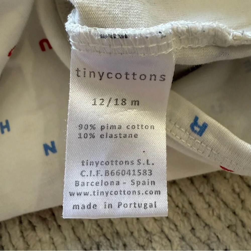 Tinycottons Pima Cotton Letter Print Short Sleeve‎ Bodysuit 12-18M